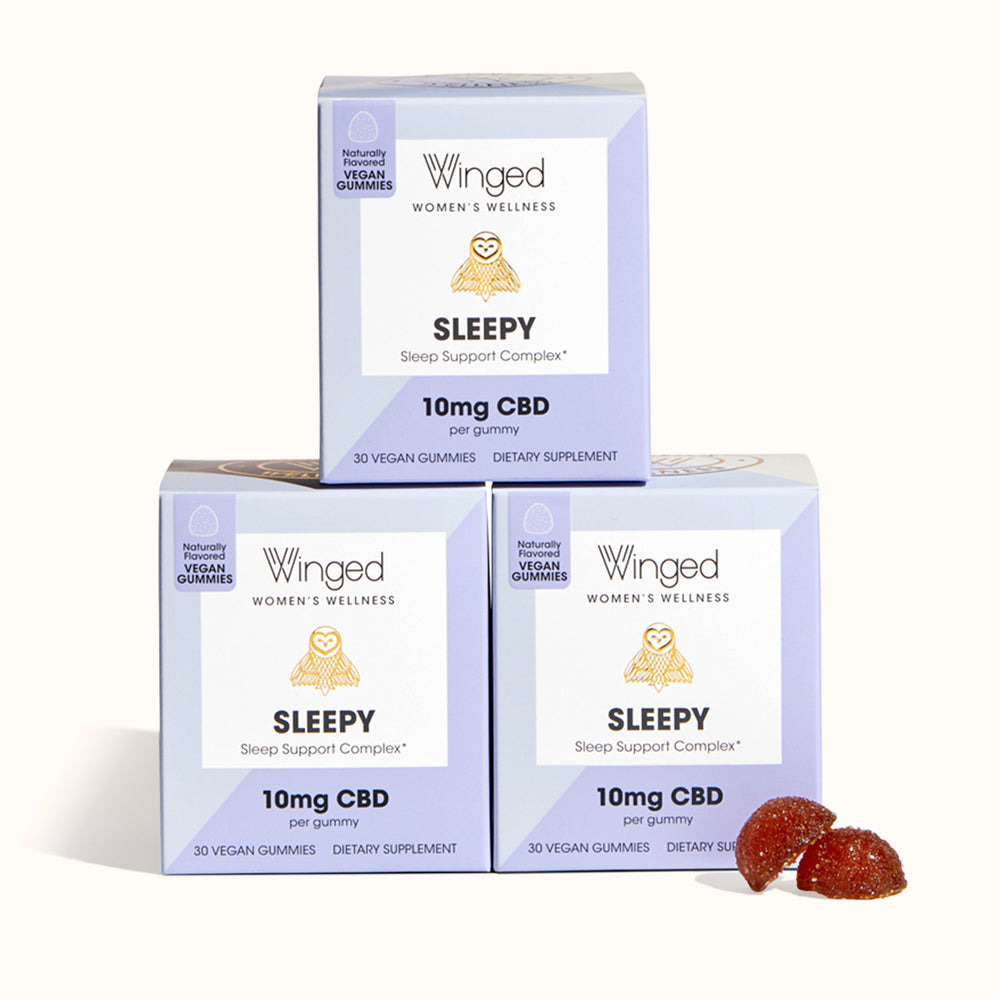 Winged Women's Wellness Sleepy CBD Gummies 3-pack of 10mg CBD Gummies, 30 ct per container